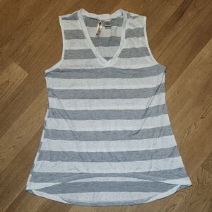 Mimi Chica Charcoal and White Striped Tank Top